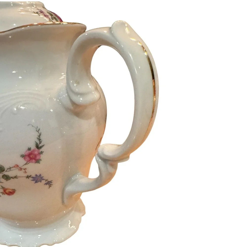 WAWEL POLAND Vintage China Teapot - Rose Floral Gold Trim Mid Century